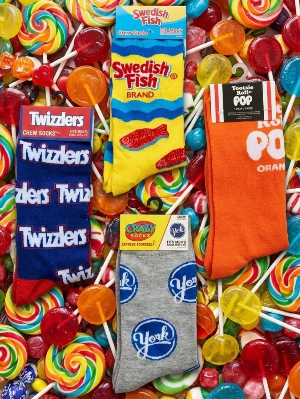 4 Candy Themed Crew Socks